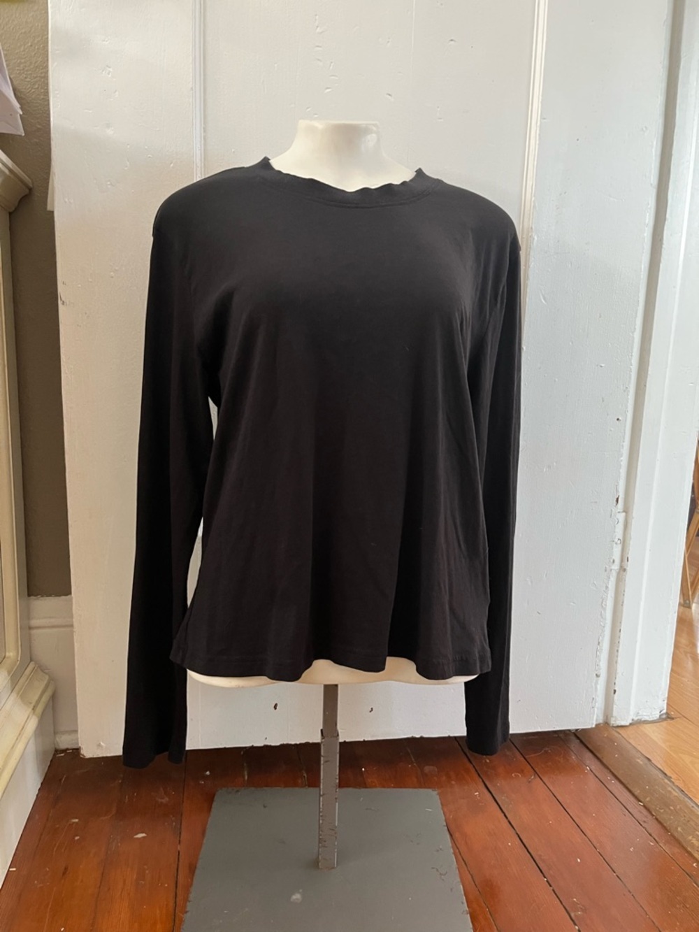 Quince Cotton Modal Relaxed Long Sleeve Tee Black Size M Like New Basic